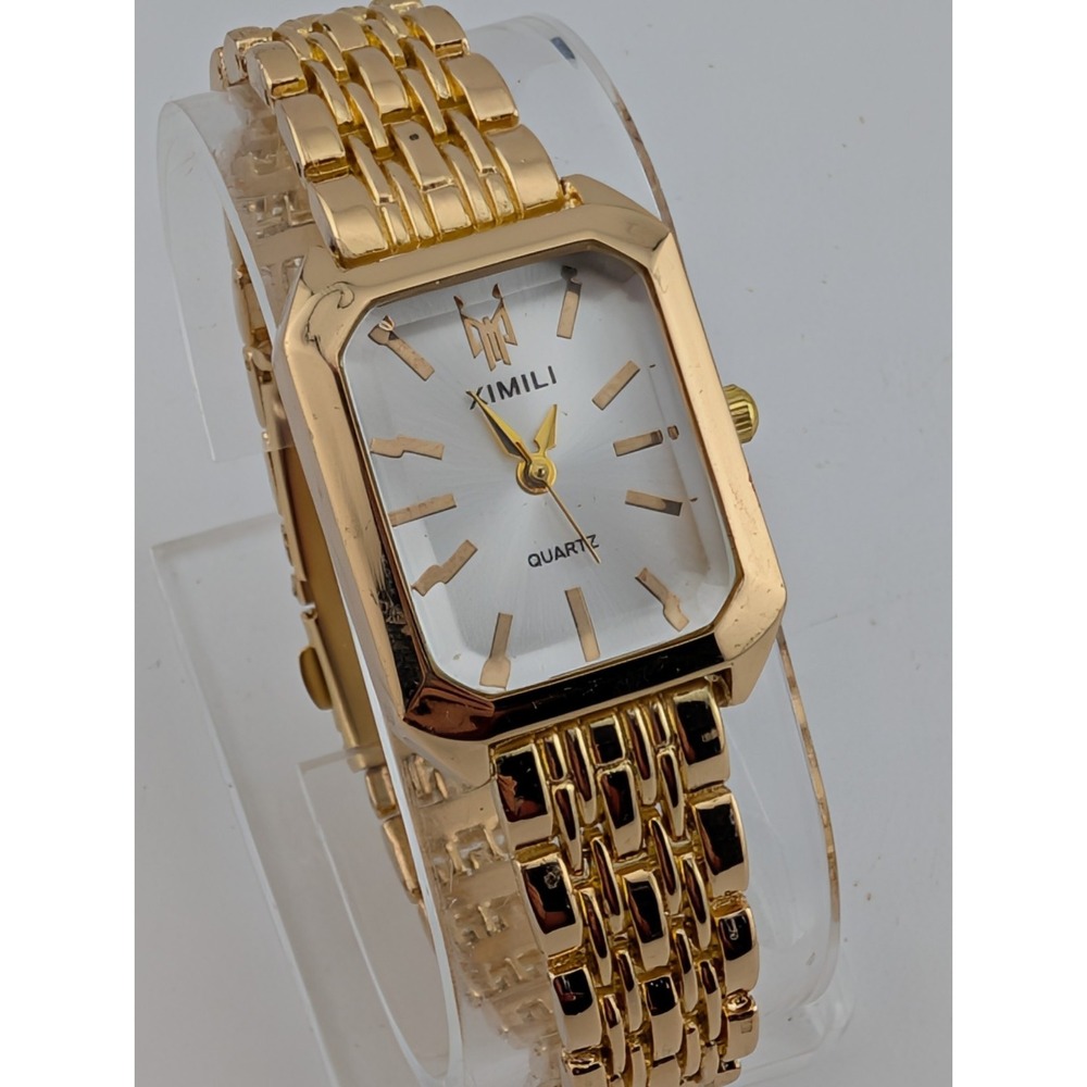 XIMILI Watch Women 23mm Gold Case 7.75" Band- New Battery - Picture 1 of 7